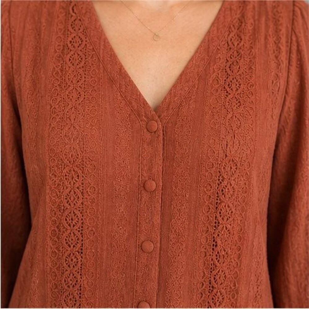 Rust Wrap Blouse - Picture 4 of 6